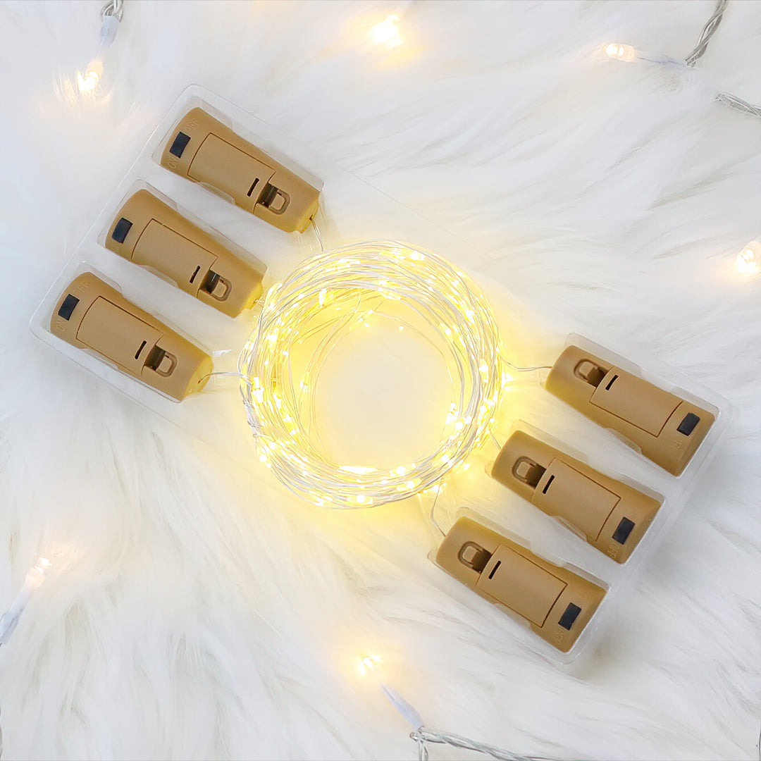 Battery-powered 2m/6.6ft 20-LED Bottle  Lights  (6 Pack)