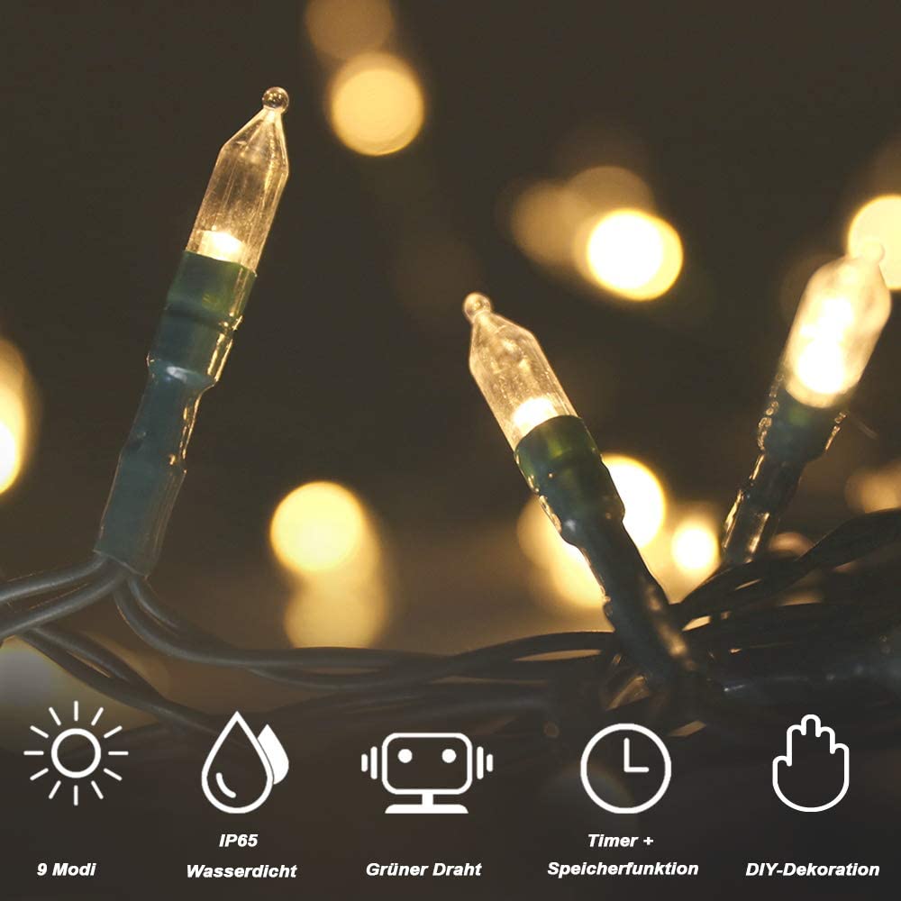 100led-03 Christmas Tree String Lights, 11M 100 Warm White