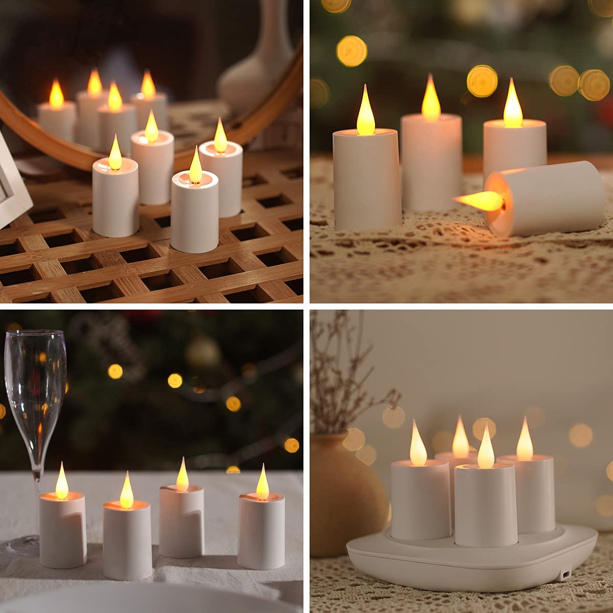 61EtuxldtxL._AC_SL1200 Rechargeable Flickering LED Candles with Dock, 3.5in, 4 Pack