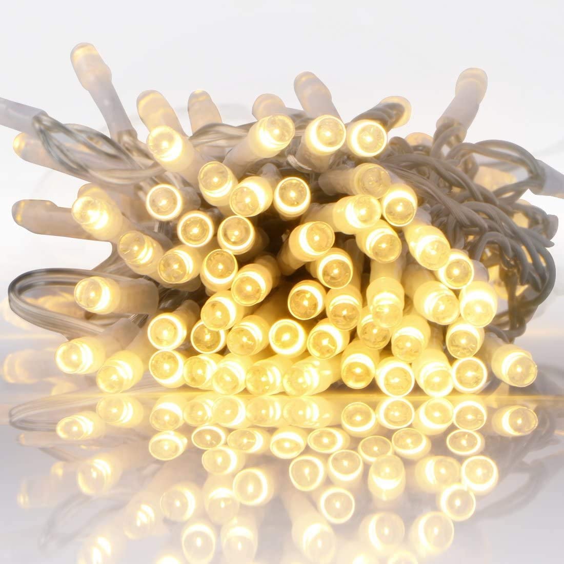Battery Operated LED Lights 36ft 100 LED Warm White Waterproof with Automatic Timer