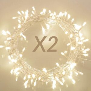 2 Pack Remote-Controlled 36ft 100 LED Fairy Lights with Timer Function (Warm White)