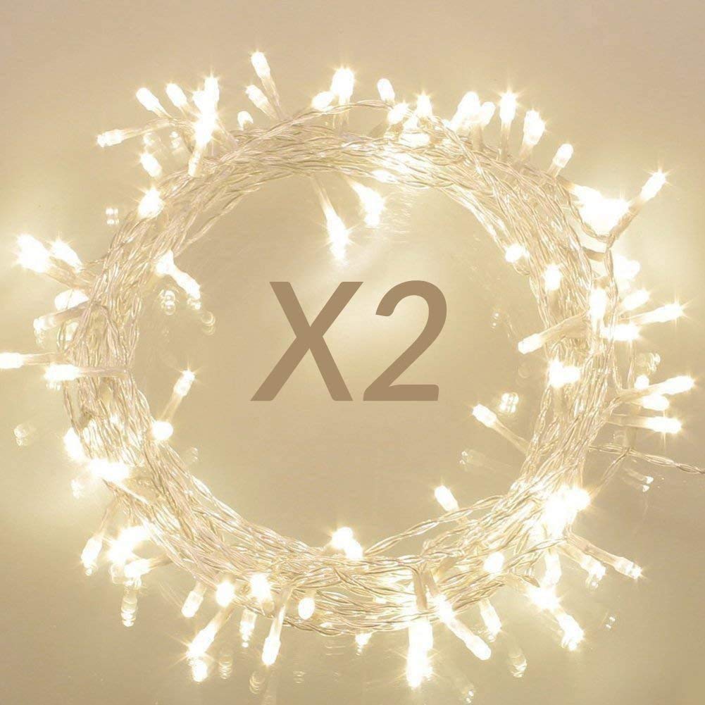 61XQVpJ_LEL 2 Pack Remote-Controlled 36ft 100 LED Fairy Lights with Timer Function (Warm White)