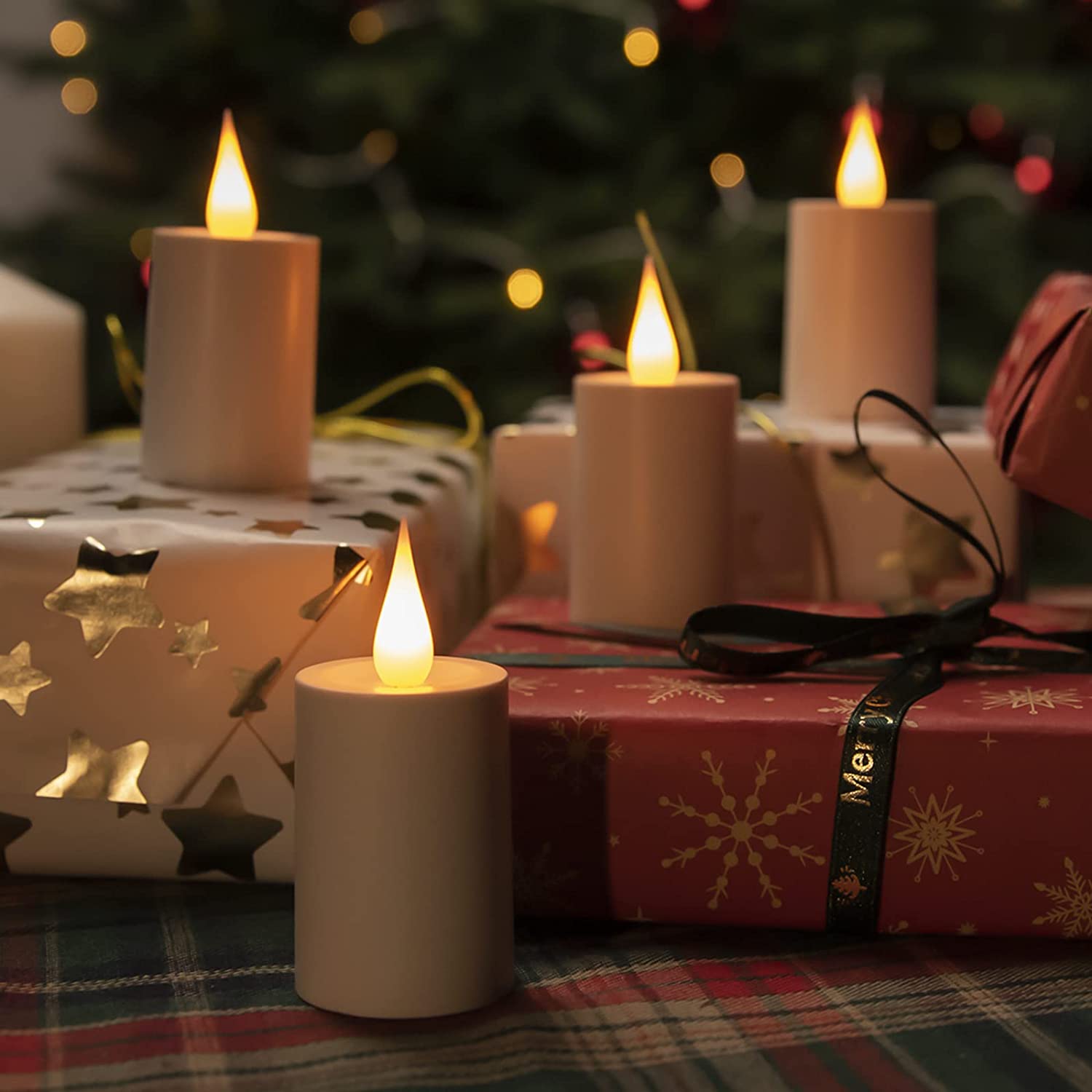 61hbbL-L3iL._AC_SL1500 Rechargeable Flickering LED Candles with Dock, 3.5in, 4 Pack