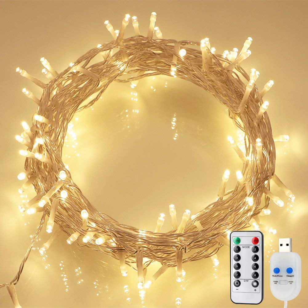 61kwcc87ZjL 36ft 100 LED Battery-Powered Warm White Fairy Lights for DIY Crafts and Holiday Decor