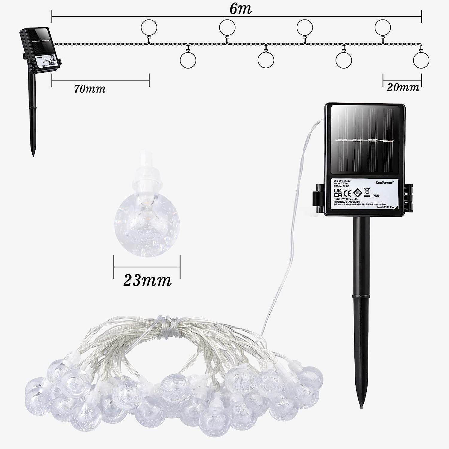 61pGV5P5pVL._AC_SL1500 20ft Solar Fairy Lights
