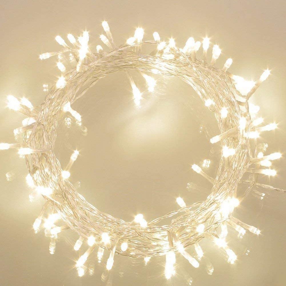 Battery Operated LED Lights 36ft 100 LED Warm White Waterproof with Automatic Timer