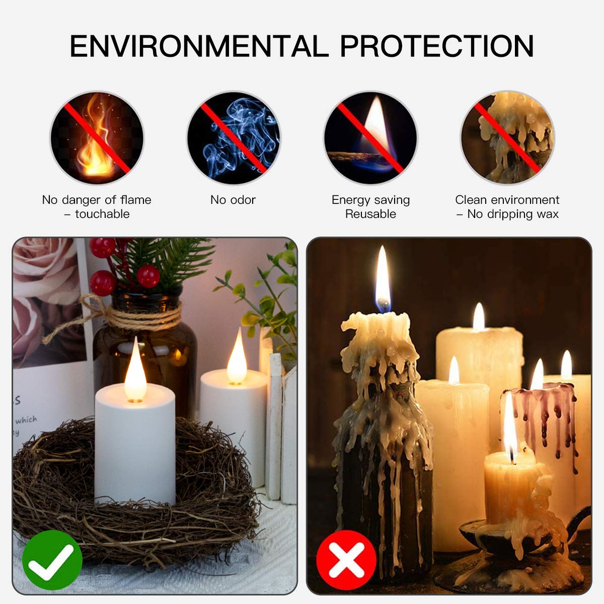715vGGg_6eL Rechargeable Flickering LED Candles with Dock, 3.5in, 4 Pack