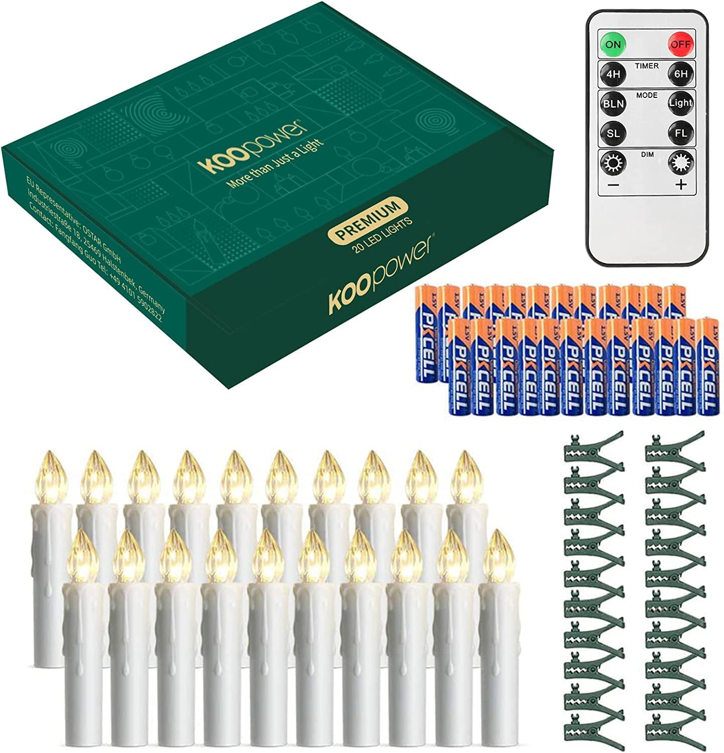 Koopower 30pcs Battery-powered LED Christmas Flameless Candle Light