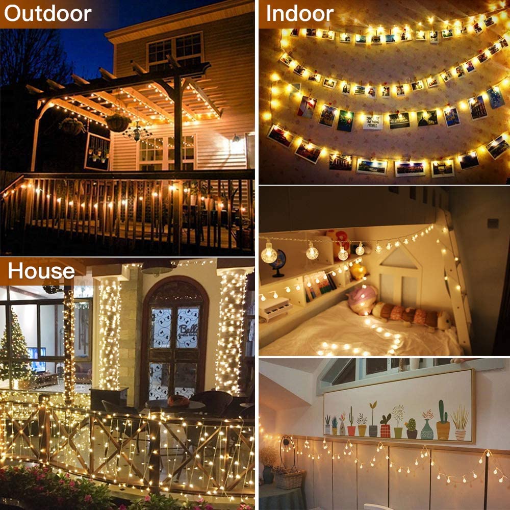 2 Pack Globe Fairy Lights, 100 LEDs/12m USB Plug in Fairy Lights